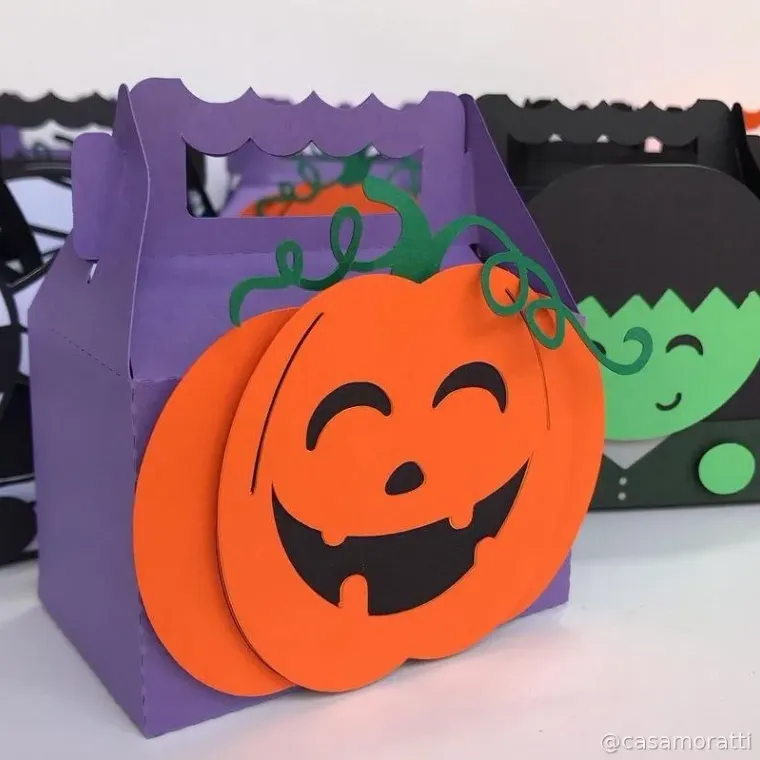 Caixinha personalizada de abóbora para festa Halloween